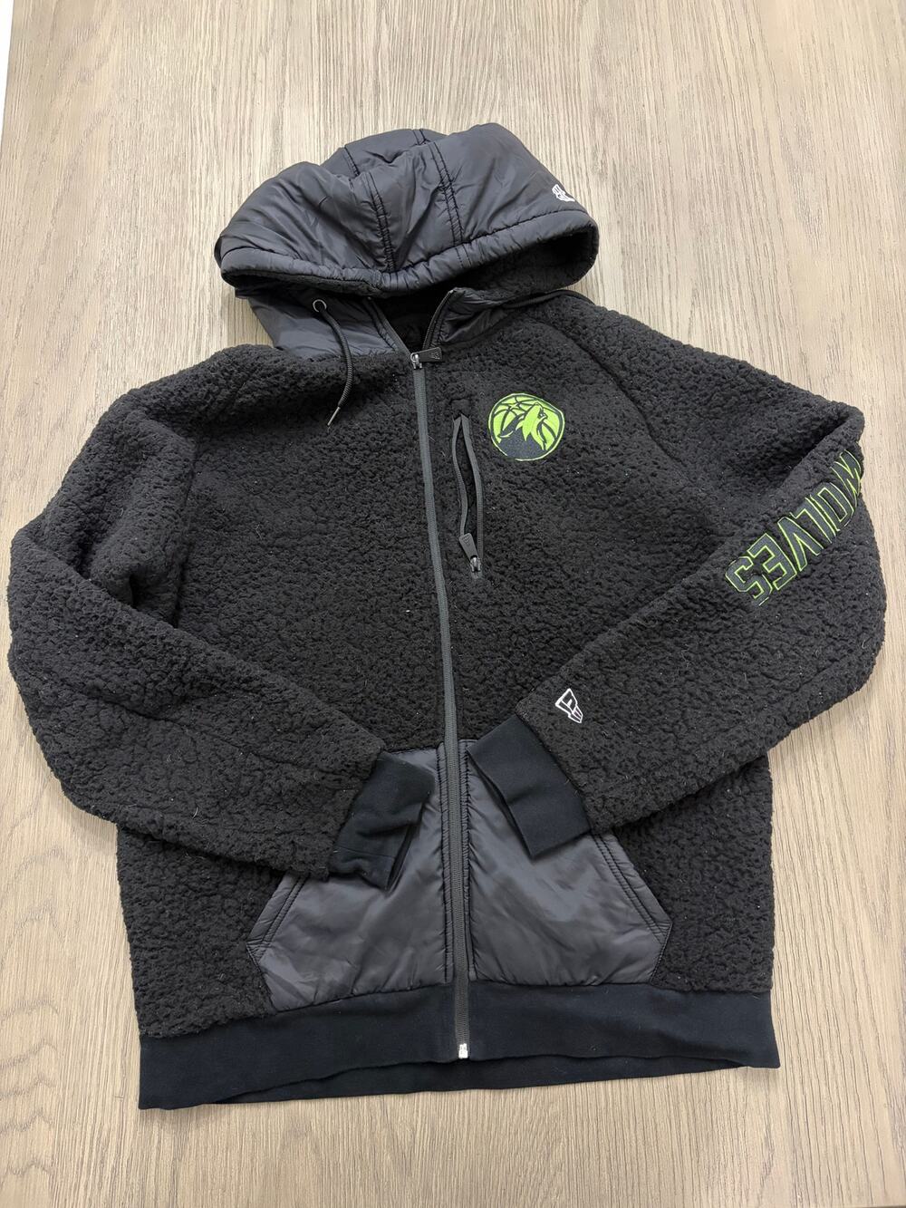 New Era Minnesota Timberwolves Sherpa Hoodie Jacket Black Men’s Large